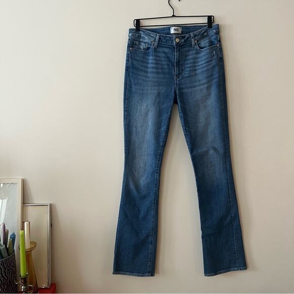 Paige High Rise Manhattan Bootcut Jeans in Spritz Distressed - Picture 2 of 8